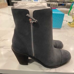 Softwalk Dark Gray Suede Ankle Bootie